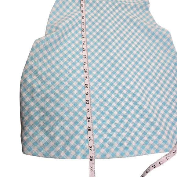 ⭐️NWOT Ann Taylor Turquoise/White Gingham Checkered Plaid Sleeveless Dress Sz 4 - Picture 6 of 8